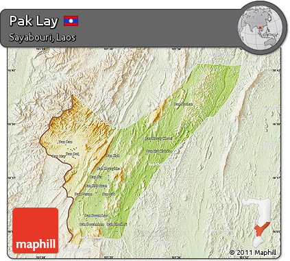 Physical Map of Pak Lay, lighten