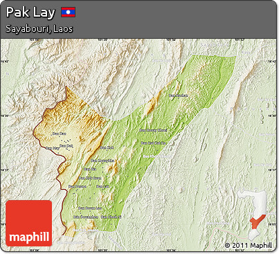 Physical Map of Pak Lay, lighten