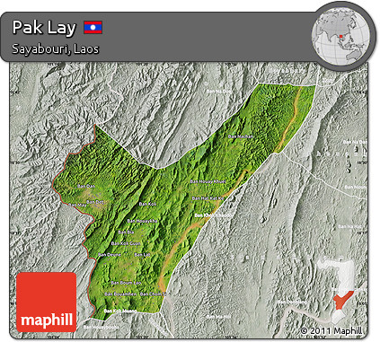 Satellite Map of Pak Lay, lighten, semi-desaturated