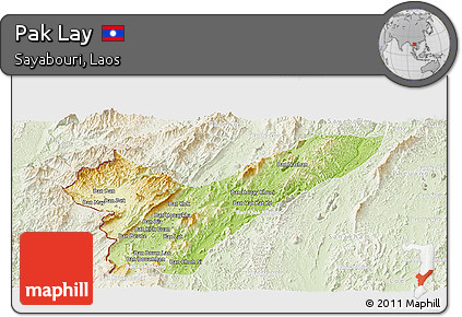 Physical Panoramic Map of Pak Lay, lighten