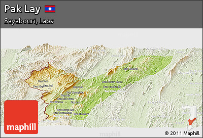 Physical Panoramic Map of Pak Lay, lighten