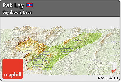 Physical Panoramic Map of Pak Lay, lighten