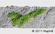 Satellite Panoramic Map of Pak Lay, lighten, desaturated