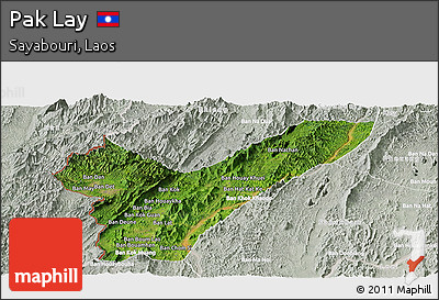 Satellite Panoramic Map of Pak Lay, lighten, semi-desaturated