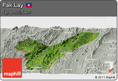 Satellite Panoramic Map of Pak Lay, lighten, semi-desaturated