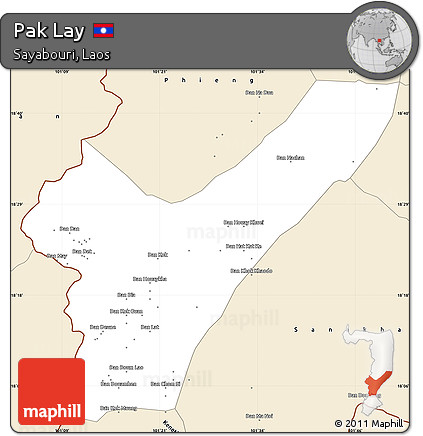 Classic Style Simple Map of Pak Lay