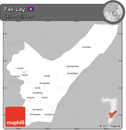 Gray Simple Map of Pak Lay, single color outside