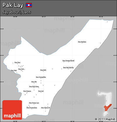 Gray Simple Map of Pak Lay, single color outside