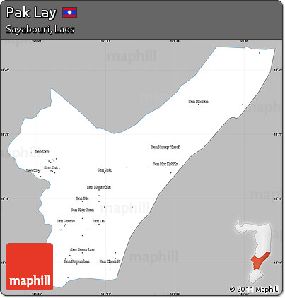 Gray Simple Map of Pak Lay, single color outside