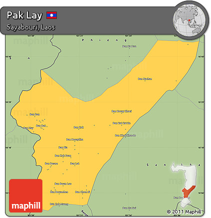 Savanna Style Simple Map of Pak Lay