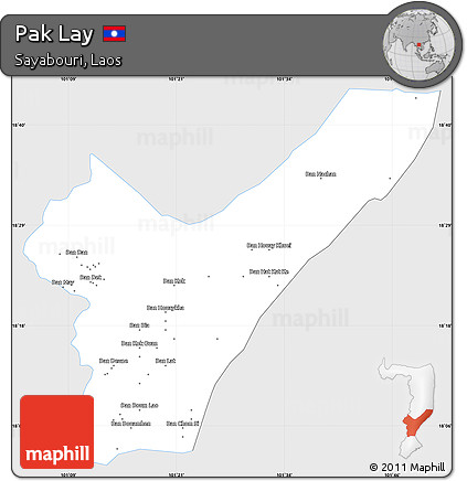Silver Style Simple Map of Pak Lay, single color outside