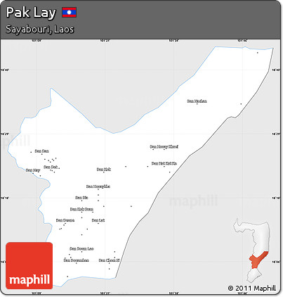 Silver Style Simple Map of Pak Lay, single color outside