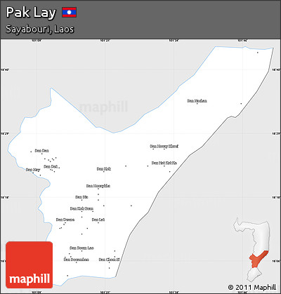 Silver Style Simple Map of Pak Lay, single color outside