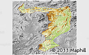 Physical Panoramic Map of Sayabouri, desaturated