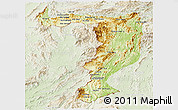 Physical Panoramic Map of Sayabouri, lighten