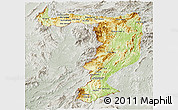 Physical Panoramic Map of Sayabouri, lighten, semi-desaturated