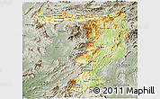 Physical Panoramic Map of Sayabouri, semi-desaturated