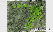 Satellite Panoramic Map of Sayabouri, semi-desaturated