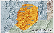 Political 3D Map of Phieng, lighten, semi-desaturated