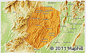 Political 3D Map of Phieng, physical outside
