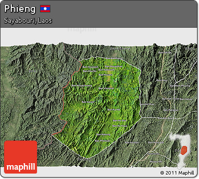 Satellite 3D Map of Phieng, semi-desaturated