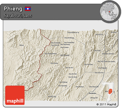 Shaded Relief 3D Map of Phieng