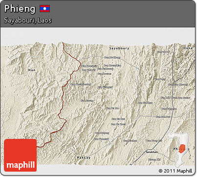 Shaded Relief 3D Map of Phieng