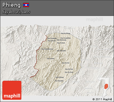Shaded Relief 3D Map of Phieng, lighten