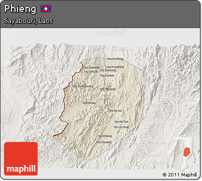 Shaded Relief 3D Map of Phieng, lighten