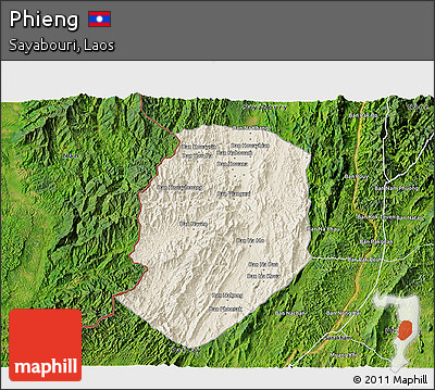 Shaded Relief 3D Map of Phieng, satellite outside