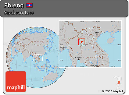 Gray Location Map of Phieng, within the entire country