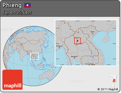 Gray Location Map of Phieng, within the entire country