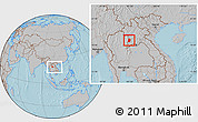 Gray Location Map of Phieng, within the entire country, hill shading