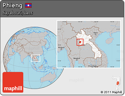 Gray Location Map of Phieng, highlighted country, within the entire country