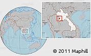 Gray Location Map of Phieng, highlighted country, within the entire country, hill shading