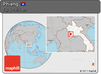 Gray Location Map of Phieng, highlighted country