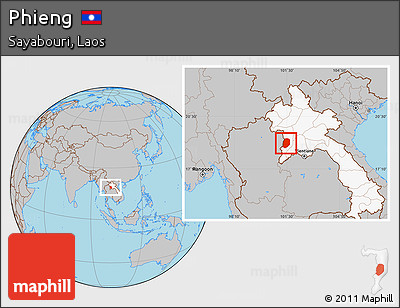 Gray Location Map of Phieng, highlighted country
