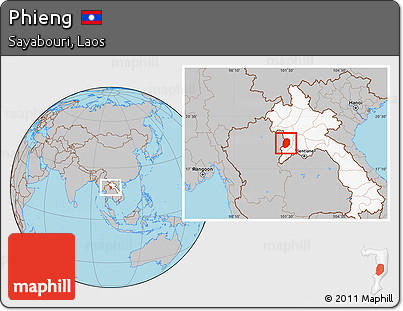 Gray Location Map of Phieng, highlighted country