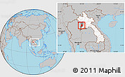 Gray Location Map of Phieng, highlighted country, highlighted parent region, within the entire country