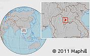Gray Location Map of Phieng, hill shading