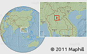 Savanna Style Location Map of Phieng, within the entire country, hill shading