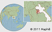 Savanna Style Location Map of Phieng, highlighted country, highlighted parent region, hill shading