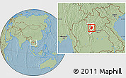 Savanna Style Location Map of Phieng, highlighted parent region, hill shading