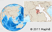 Shaded Relief Location Map of Phieng, highlighted country, highlighted parent region