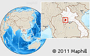 Shaded Relief Location Map of Phieng, highlighted country