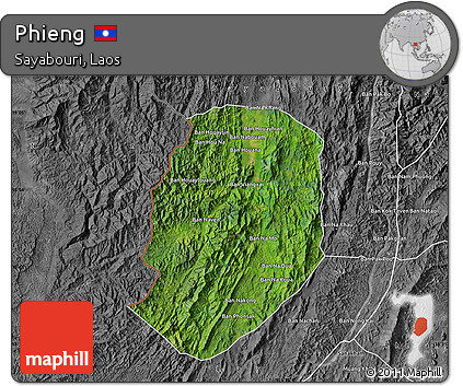 Satellite Map of Phieng, desaturated
