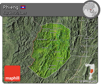 Satellite Map of Phieng, semi-desaturated