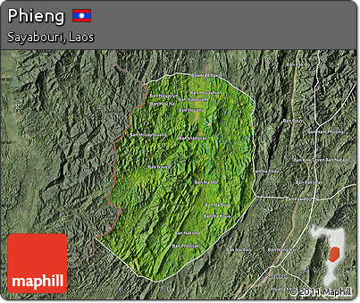 Satellite Map of Phieng, semi-desaturated