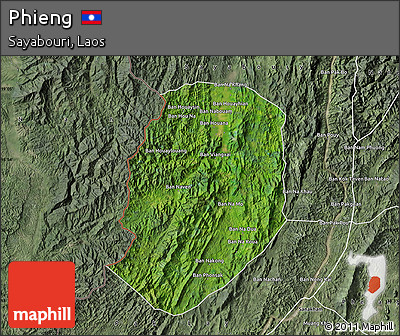 Satellite Map of Phieng, semi-desaturated