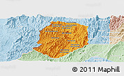 Political Panoramic Map of Phieng, lighten